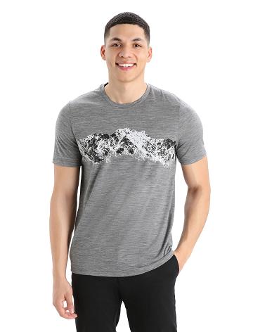 Gritstone Heather Men's Icebreaker Merino Tech Lite II Short Sleeve Remarkable Range T Shirts | USA 1207TCEV